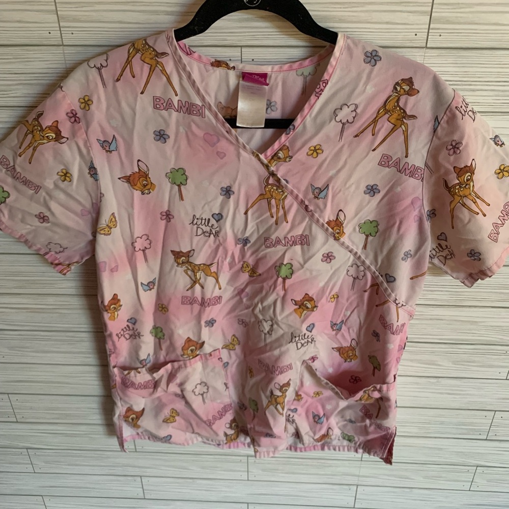 Disney Bambi Pink Printed Scrub Top